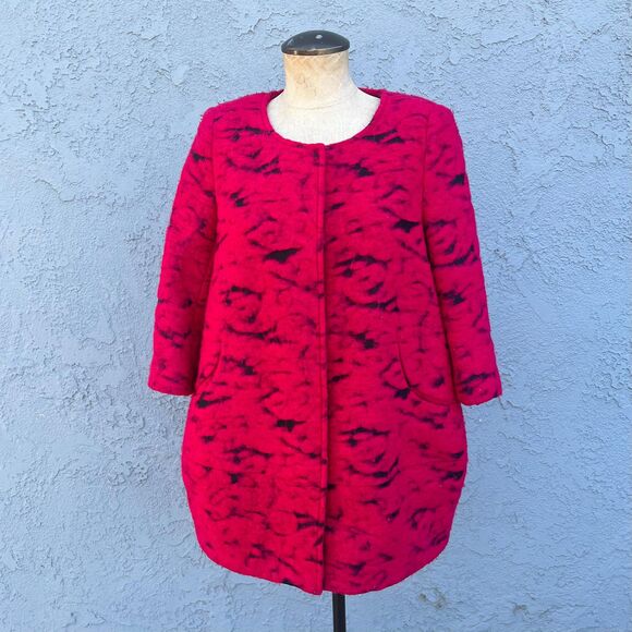 Y2k Hot Pink Cocoon Coat Boiled Wool Paris Fashion Size Medium - Picture 1 of 11